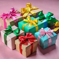 Obraz premium Boxes of Joy: Creating a Festive Atmosphere with Multi-Colored Surprises