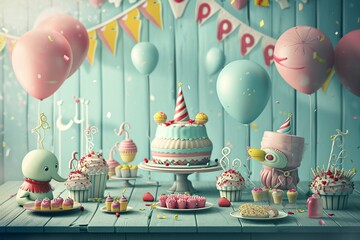 Imaginative Birthday Party with Characters and Balloons

