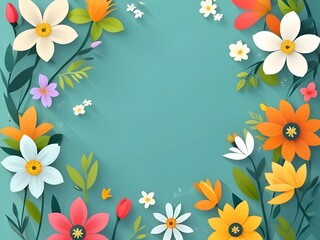 Fototapeta na wymiar Photo beautiful spring flowers background frame with copy space.