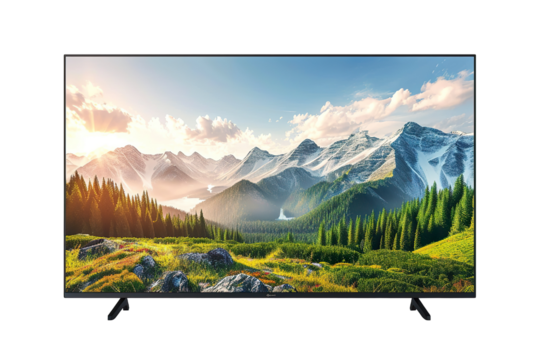 TV 4K flat screen lcd or oled, plasma realistic, White blank HD monitor mockup, Modern video panel white flatscreen on isolated white background