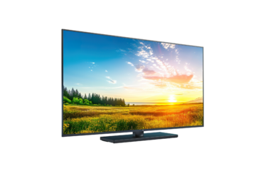 TV 4K flat screen lcd or oled, plasma realistic, White blank HD monitor mockup, Modern video panel white flatscreen on isolated white background