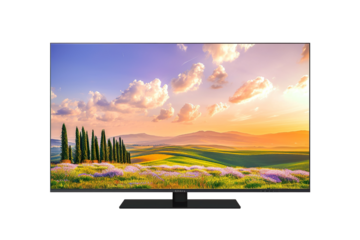 TV 4K flat screen lcd or oled, plasma realistic, White blank HD monitor mockup, Modern video panel white flatscreen on isolated white background