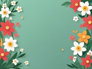 Photo beautiful spring flowers background frame with copy space.