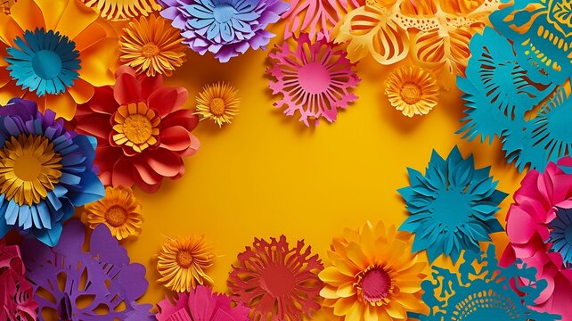 Vibrant Papel Picado on Festive Background

