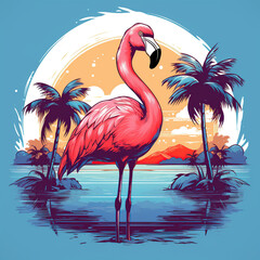 Flamingo design, good for t-shirt screen printing, generative AI