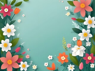 Photo beautiful spring flowers background frame with copy space.
