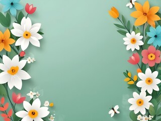 Naklejka na ściany i meble Photo beautiful spring flowers background frame with copy space.