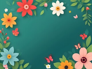 Photo beautiful spring flowers background frame with copy space.