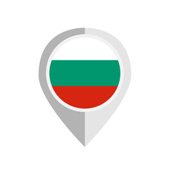 Flat design Bulgaria flag map pin icon.