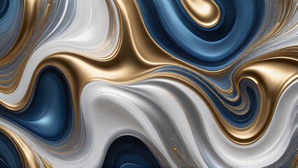 flie&szlig;ende Farbwelle in Blau, wei&szlig; und Gold, Relief