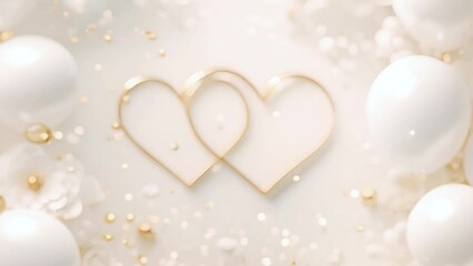 Video of Romantic Bliss: Golden Hearts, White Balloons and flowers Set the Scene for Valentine's Celebrations, Weddings, and Anniversaries