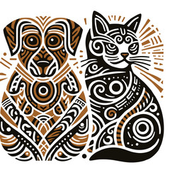 dog and cat print on a white background