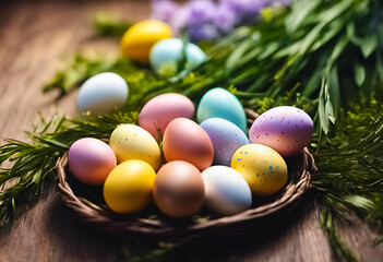 Fototapeta na wymiar AI Generative illustration of a traditional Easter holiday desig