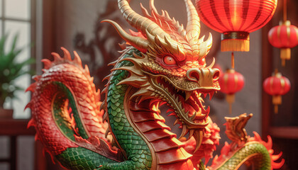 Obraz premium Beautiful fantasy dragon. Year of the Dragon according to the eastern horoscope