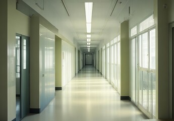 corridor in school building
