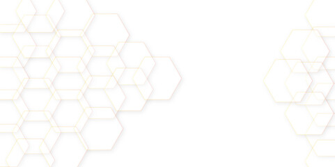Abstract white and grey color hexagonal geometric background. Digital art illustrator background. Hexagon shape, white, shiny black. honeycomb white Background, shadow texture. - obrazy, fototapety, plakaty
