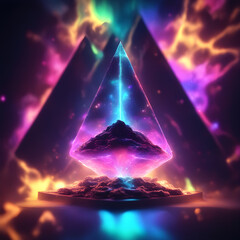 Colorized Pyramid in a Nebula Wallpaper or Background