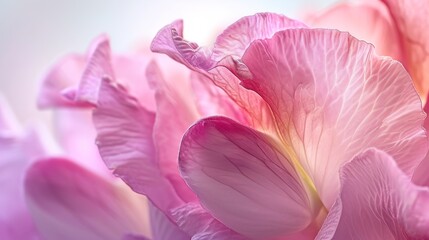  a close up of a pink flower with lots of petals in the middle of the petals and a blue sky in the background.