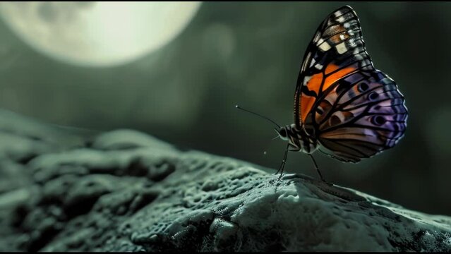 butterfly at night with moonlight