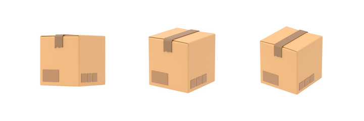 Cardboard paper delivery box 3d icon