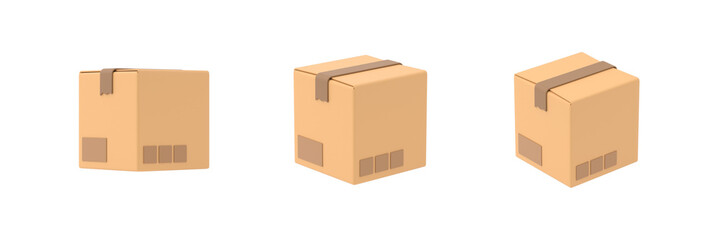 Cardboard paper delivery box 3d icon