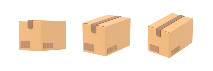 Cardboard paper delivery box 3d icon