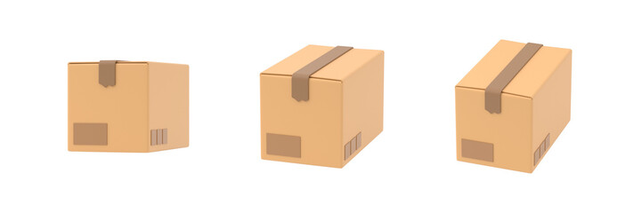 Cardboard paper delivery box 3d icon