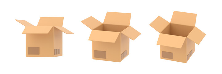 Cardboard paper delivery box 3d icon