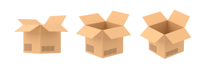 Cardboard paper delivery box 3d icon