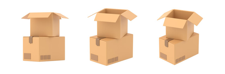 Cardboard paper delivery box 3d icon