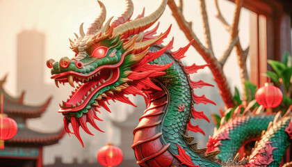 Fototapeta premium Beautiful fantasy dragon. Year of the Dragon according to the eastern horoscope