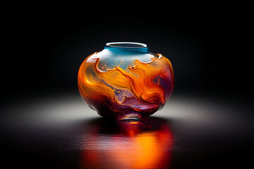 beautiful vase made of blown bright glass