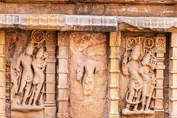 Wall stone carving of Rani ki vav Patan, Gujarat, India