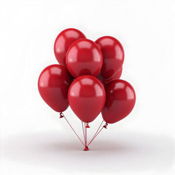 Red balloon isolated on a white background. Party decoration for celebrations and birthday.