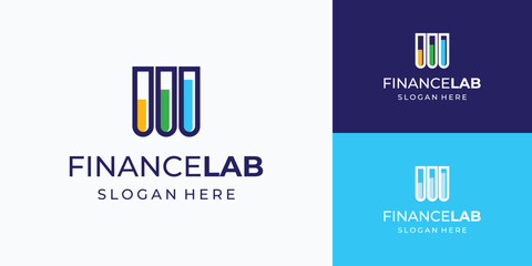 Growth graph vector logo design with laboratory bottle style.