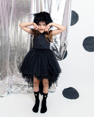 children's party girl in black dress