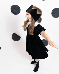 children's party girl in black dress