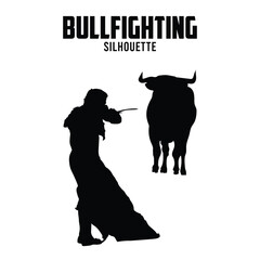 bullfighting Silhouette vector stock illustration, bullfighter silhoutte