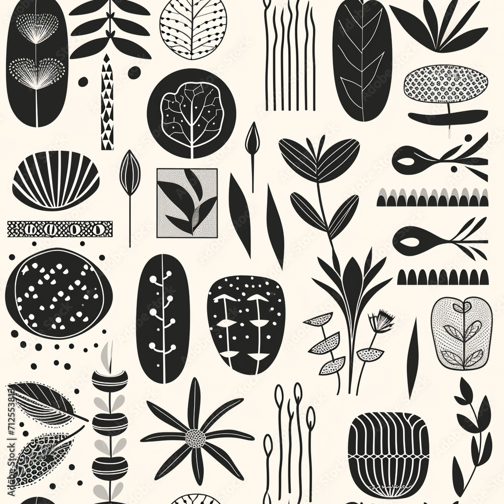 Poster scandinavian design and pattern style. line art drawing and details.