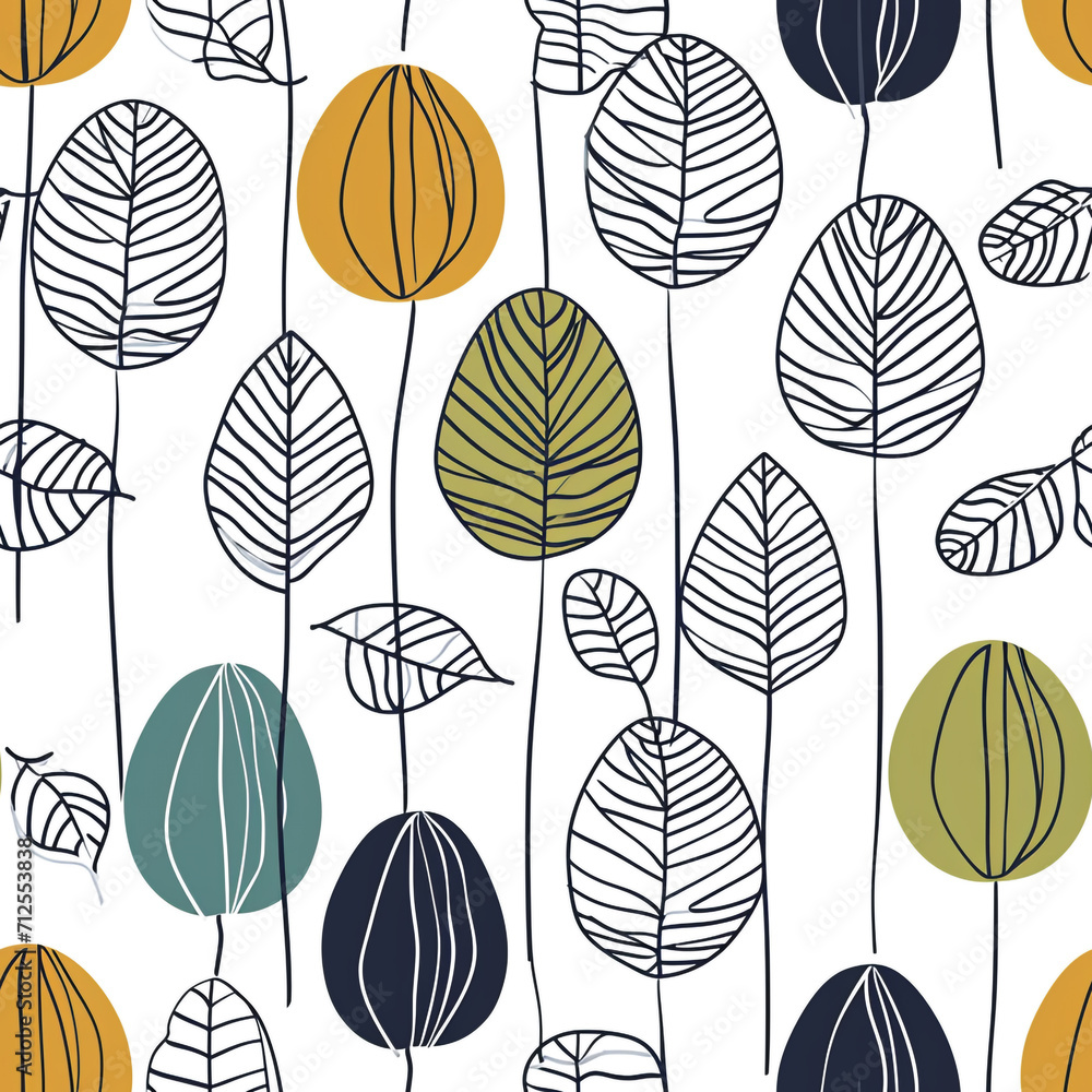 Poster scandinavian design and pattern style. line art drawing and details.