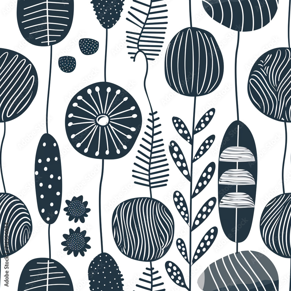 Poster scandinavian design and pattern style. line art drawing and details.