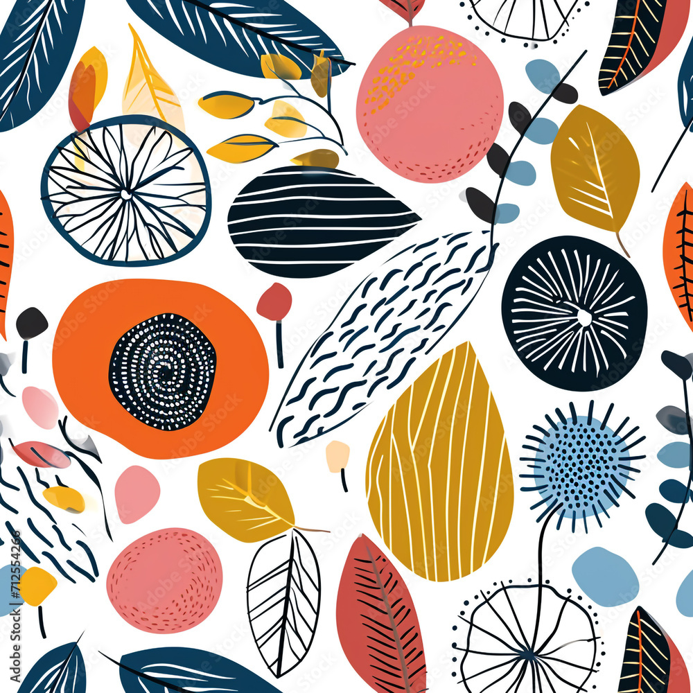 Poster scandinavian design and pattern style. line art drawing and details.