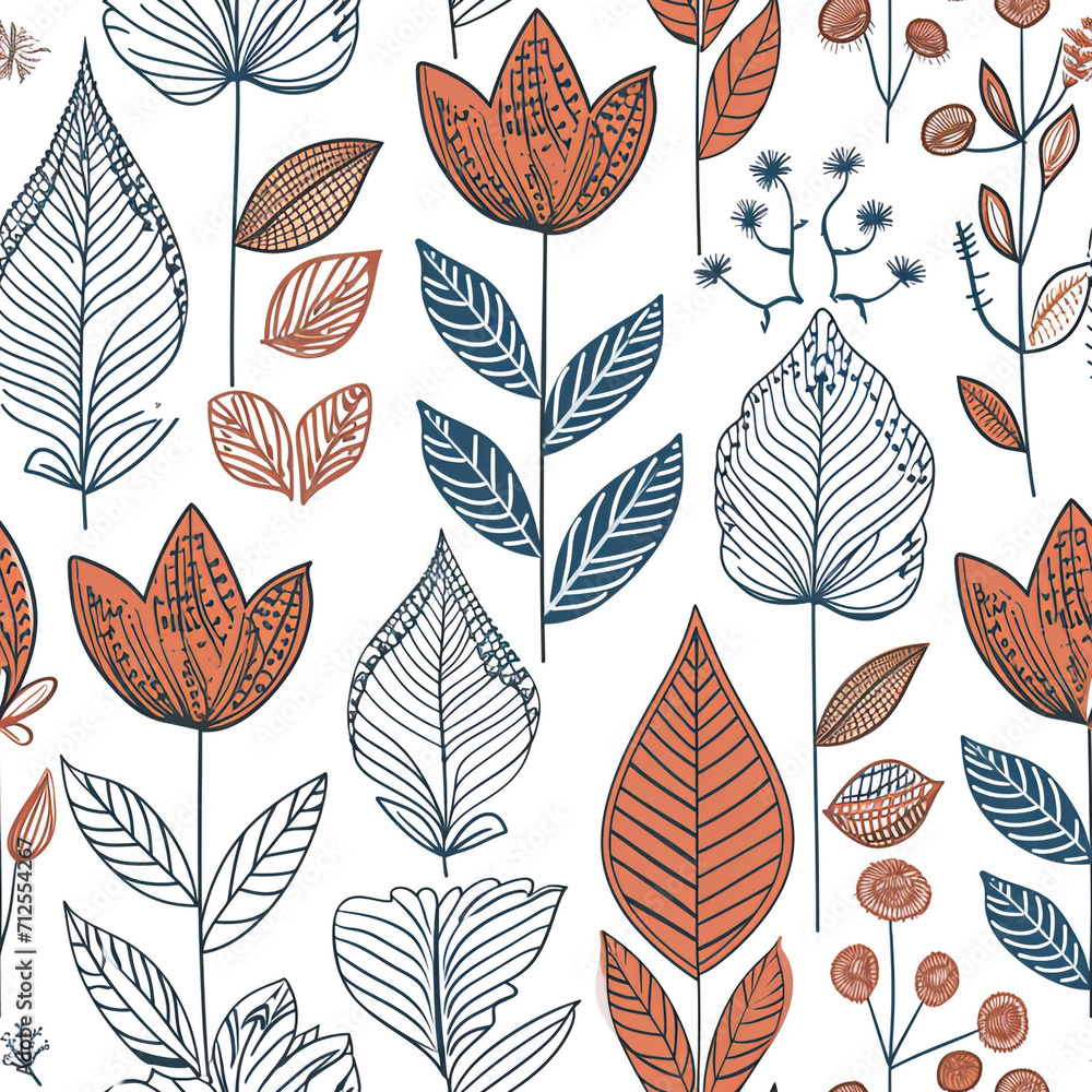 Poster scandinavian design and pattern style. line art drawing and details.