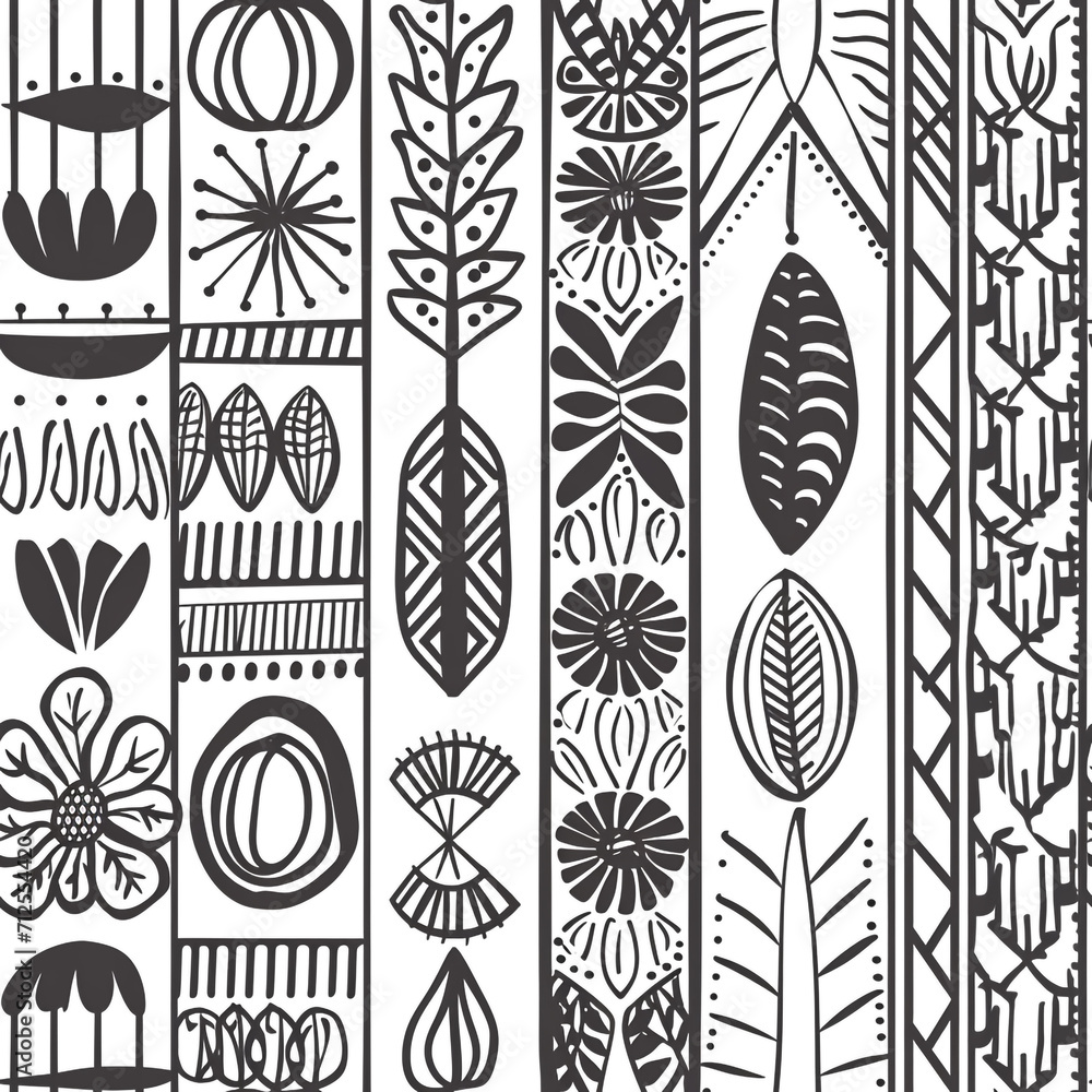 Poster scandinavian design and pattern style. line art drawing and details.