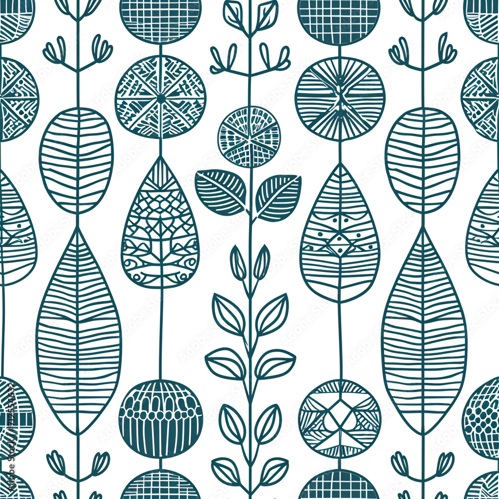 Poster scandinavian design and pattern style. line art drawing and details.