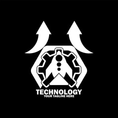 Abstract Initial Logo. White color isolated on Black  Background. Technology  Branding Logos. Flat Vector Logo Design Template Element icon.