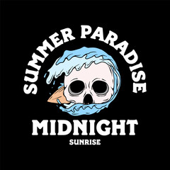 skull and crossbones summer paradise graphic tee design streetwear
