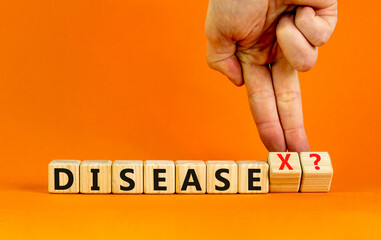 Disease X after covid symbol. Turned cubes and changed the word Disease to Disease X. Beautiful...