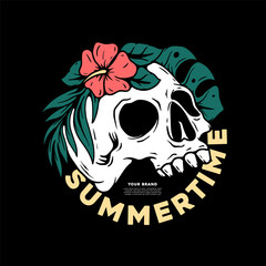 Summertime skull graphic tee design