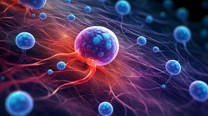 Virus cells abstract science concept, medical research background